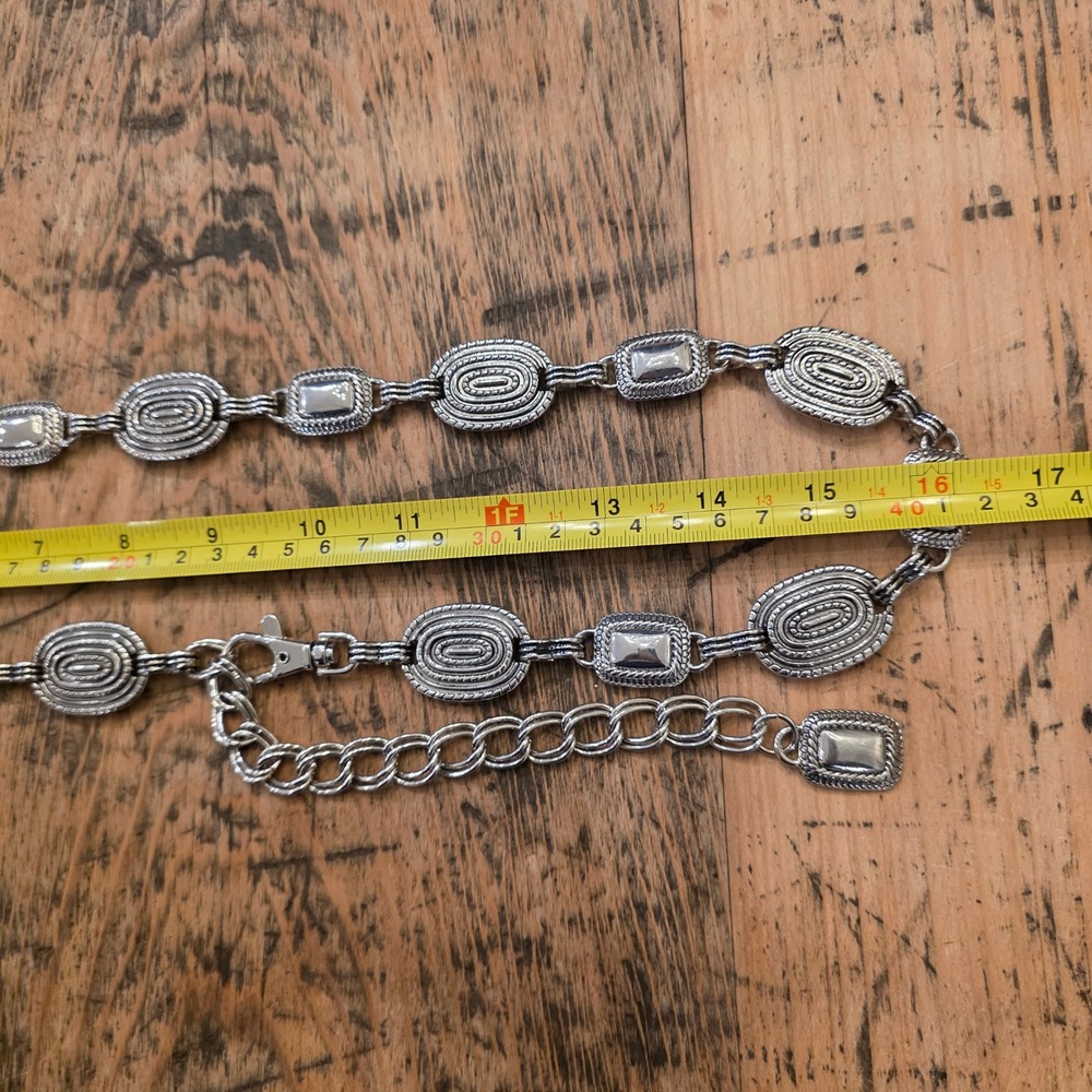Vintage Silver Tone Concho Chain Belt Western Boho Cowgirl Festival OS - Picture 3 of 4